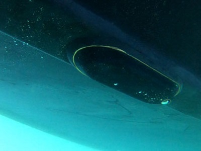 Foulfree coated transducer underwater